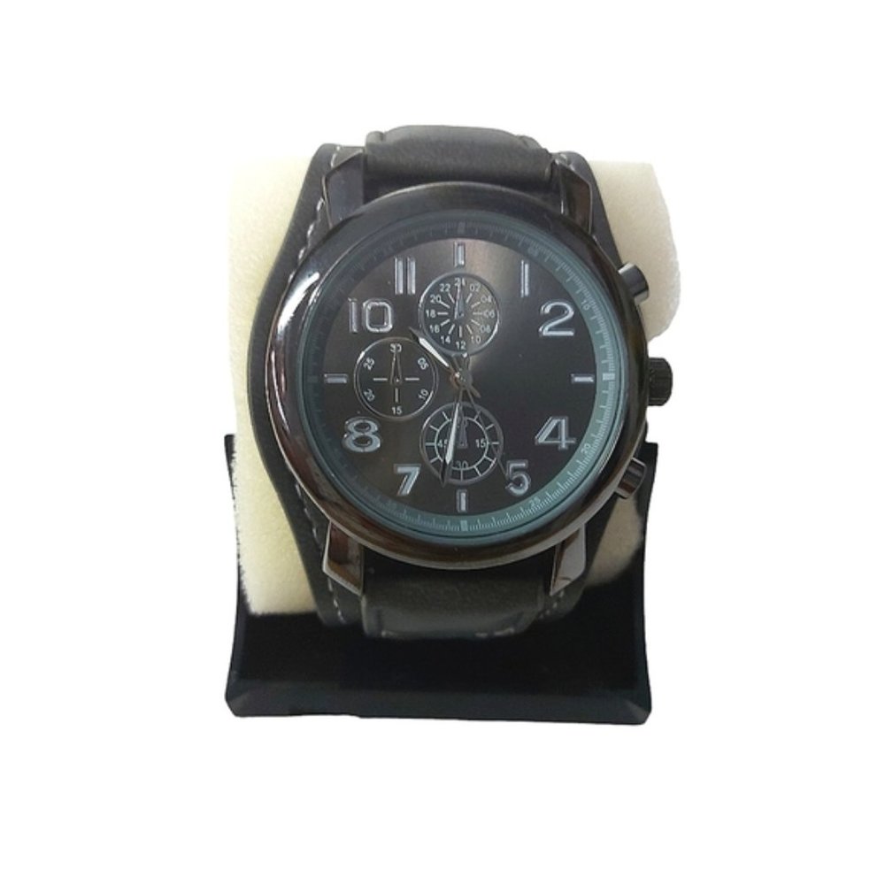 Grey japan movt quartz vegan leather mens watch NWOT